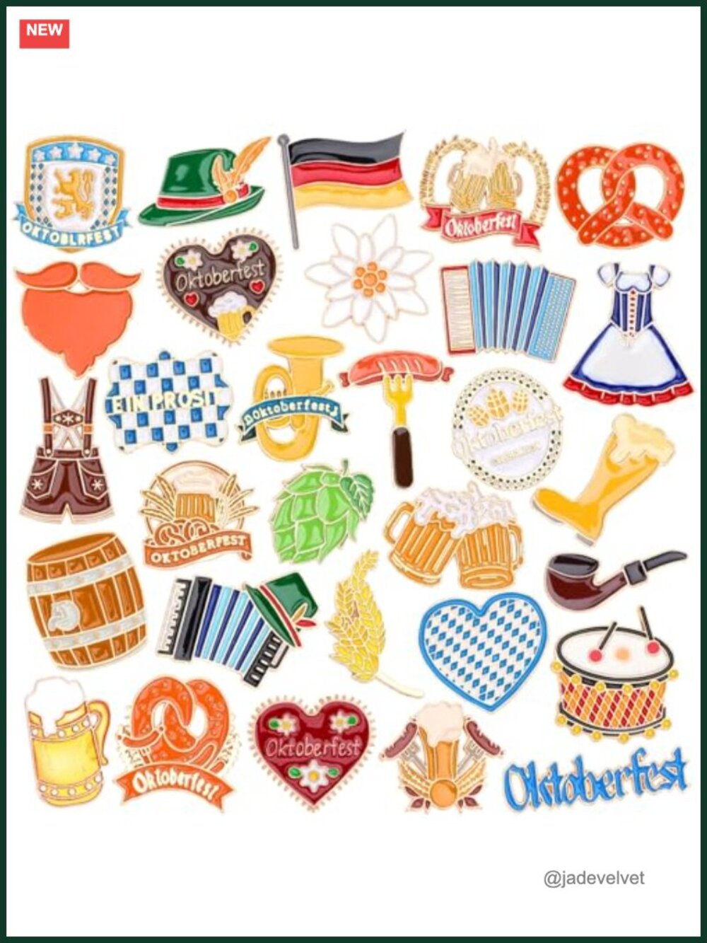 60pc Oktoberfest Pins Bavarian Beer Festival Brooch Set for Backpacks 30 Styles